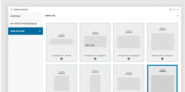 Choix De La Mise En Page De La Galerie
